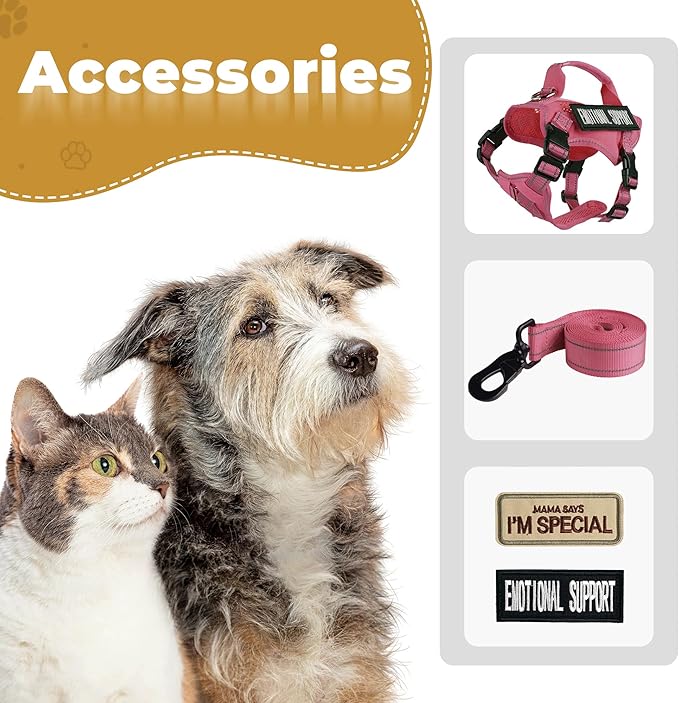 Tactical Cat Harness Adjustable Soft Padded Training Walking Esacpe Cat Vest Harness No-Pull Pet Harness Reflective with Easy Control Handle (Pink, Leash-XL)