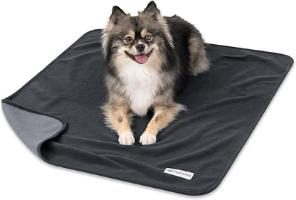 PetAmi Waterproof Dog Blanket for Small Medium Pets Dogs Cats, Pet Couch Cover Protector for Furniture, Reversible Washable Soft Fleece Cat Blanket for Bed Couch Sofa, 29x40 (Gray/Light Gray)