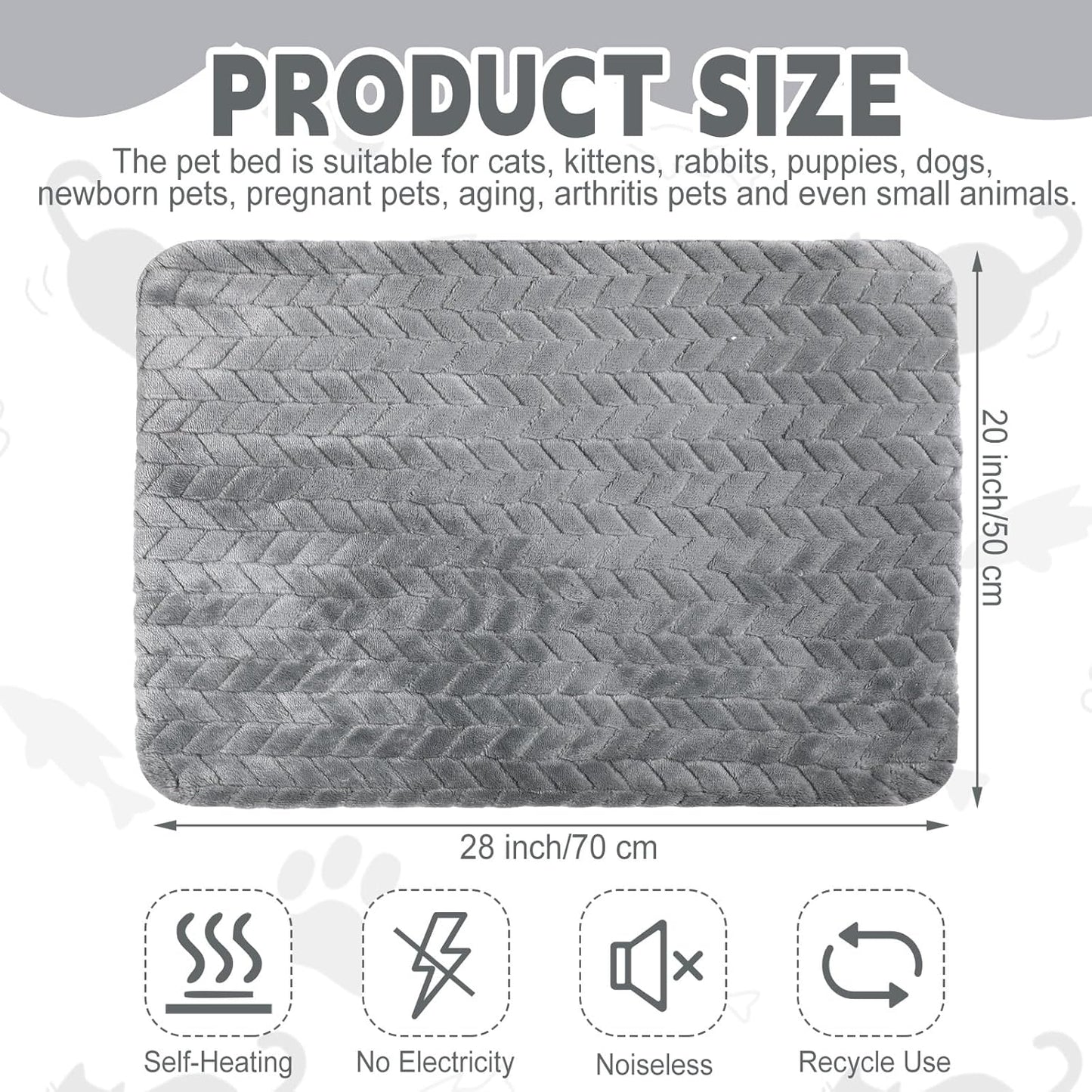 4 Pack Self Heating Cat Pad Self Warming Cat Bed Non Slip Warm Dog Pad Mat Washable Pet Kennel Crate Bed Mat for Indoor Outdoor Pets (Gray,20 x 28 Inch)