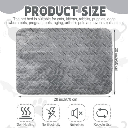 4 Pack Self Heating Cat Pad Self Warming Cat Bed Non Slip Warm Dog Pad Mat Washable Pet Kennel Crate Bed Mat for Indoor Outdoor Pets (Gray,20 x 28 Inch)