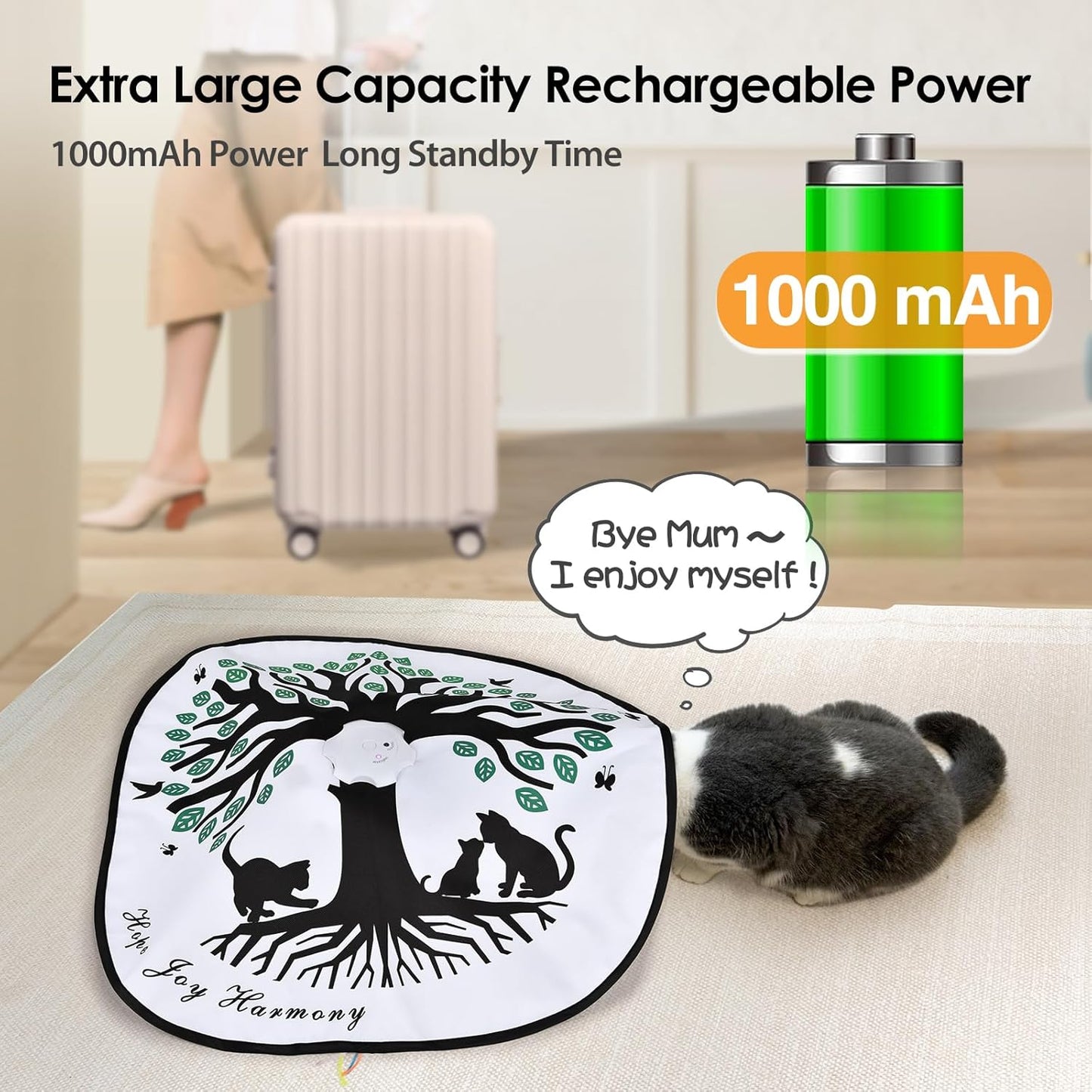 ORSDA Cat Toys for Indoor Cats 4 in 1 Interactive Automatic Cat Toys for Bored Indoor Adult Cats Kitten Toy Rechargeable 8 Hole Mice Whack-A-Mole, Hide and Seek, Moving Feather, 5PCS DIY Replacement