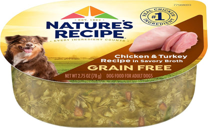 Nature's Recipe Grain Free Wet Dog Food, Chicken & Turkey Recipe, 2.75 Ounce Cup (Pack of 12)