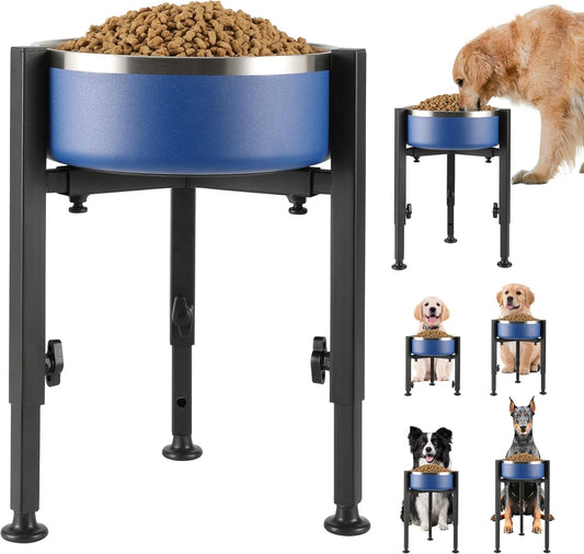 Single Dog Bowl Stand,Tall Dog Food Stand Adjustable Wide 7-11" Heights 14.5",Metal Elevated PET Bowl Holder Raised Water Feeder for Medium,Large Dog(Bowl Not Included)