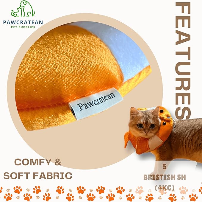 Adjustable Comfy Flower Style Elizabeth Collar for Cats Puppies Soft Recovery Cone Pet Protective Neck Collar (Orange Fish (Open Ring), Medium)