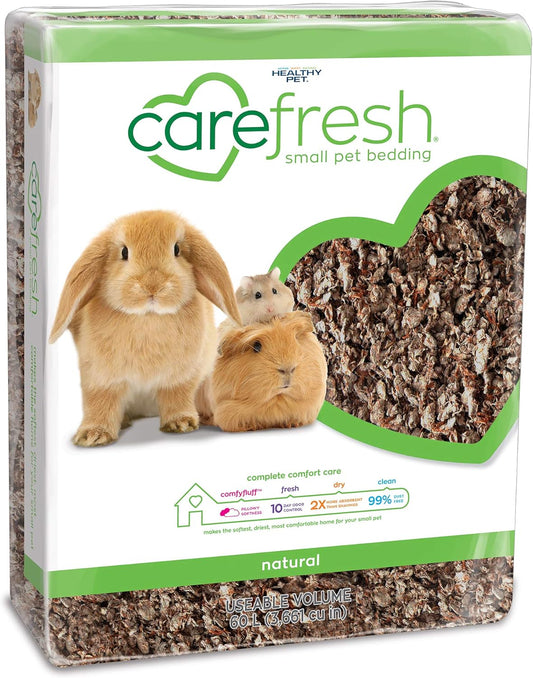 Carefresh 99% Dust-Free Natural Paper Small Pet Bedding with Superior 10 Day Odor Control & Absorption, for Guinea Pigs, Hamsters, Rabbits, & Rats, 60 L
