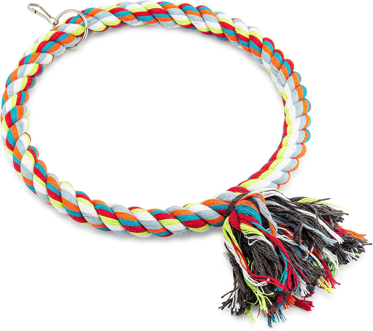 Spoiled Pet® Large Circle Cotton Bird Rope Swing Perch - Made with All Natural Materials - Safe to Climb and Chew - Great for African Grey Parrots, Cockatiels, Parakeets, and Cockatoos