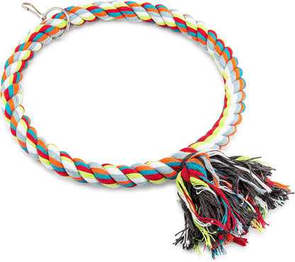 Spoiled Pet® Large Circle Cotton Bird Rope Swing Perch - Made with All Natural Materials - Safe to Climb and Chew - Great for African Grey Parrots, Cockatiels, Parakeets, and Cockatoos