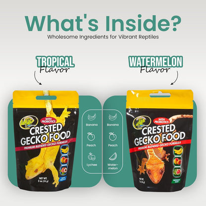 Watermelon and Tropical Fruit Flavor Crested Gecko Food for Reptiles (2-oz) Including Microfiber Cleaning Cloth (Tropical Fruit and Watermelon Flavor Crested Gecko Food 2-oz)