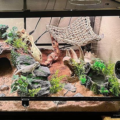 Bearded Dragon Resin Triceratops Skull Hide Decoration Reptiles Artificial Hideout Cave Landscape Tank Accessories Vines Leaves Hideaway Ornaments for Lizards Snake Gecko