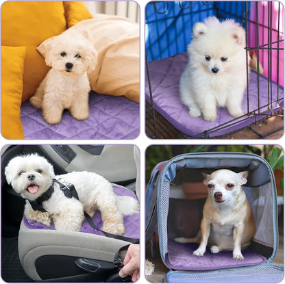 4 Pack Self Heating Cat Pad Self Warming Dog Mat Reflects Body Heat Extra Warm Thermal Pet Pad Washable Dog Cat Bed Crate Bed Mat Blanket(16 x 20 Inch,Purple)