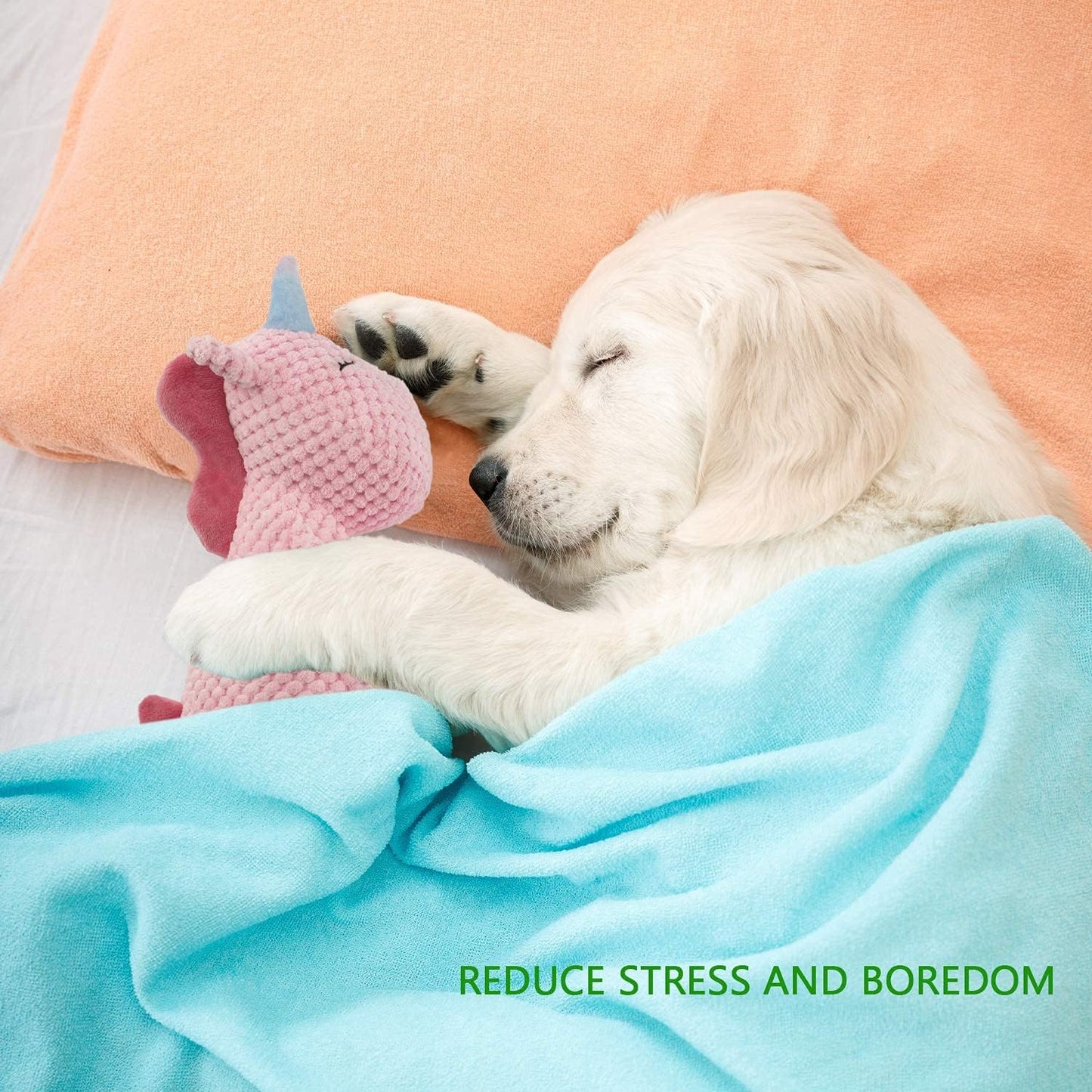 GOOLA Squeaky Dog Toys - Durable Plush Toys with Squeaker & Crinkle Paper, Unicorn Themed Pack for Puppy to Large Dogs