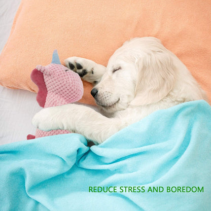 GOOLA Squeaky Dog Toys - Durable Plush Toys with Squeaker & Crinkle Paper, Unicorn Themed Pack for Puppy to Large Dogs