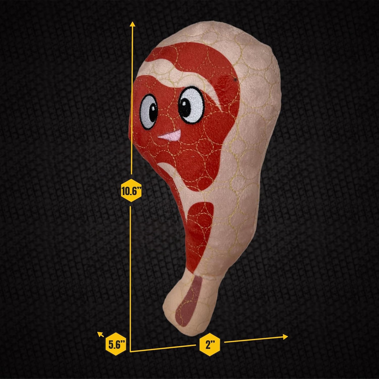 Bite Force - Durable & Strong Dog Toy Ribby with Squeaker, Kevlar-Reinforced Seams for Aggressive chewers- Red.