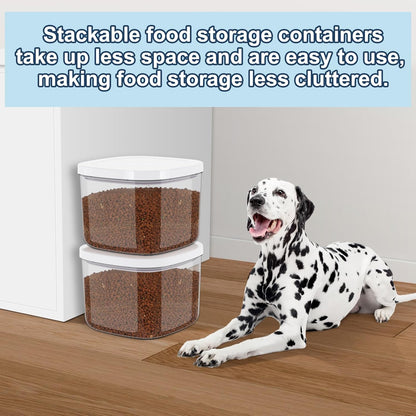 5-8Lbs/5.28Qt/5L Airtight Dog Cat Food Storage Container and Pet Storage Bin BPA-Free. PET Clear Stackable Dog Treat Containers for Pet Food/Rice/Dry/Cereals/Flour/Sugar/Bread, etc (Medium