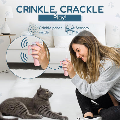 Kitty Cup Catnip Toy - Christmas & Birthday Cat Gift Toy with Catnip & Crinkle, Funny Stocking Stuffer for Girl Indoor Kitten (Pink Peach Dust)