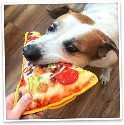 Doggijuana Tuffer Chewer Plush Dog Toy | Funny Dog Toy Plush with Juananip Catnip for Dogs | Calming Aid for Dogs | Interactive Squeaky Chew Toy for Play (Supreme Pizza)