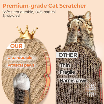3 Pcs Cat Scratching Board with Box, 2 in 1 Cardboard Cat Scratchers Bed for Indoor Cats, Round Scratch Bowl with Thicker Double-Sided Pad for Cats' Scratch Need