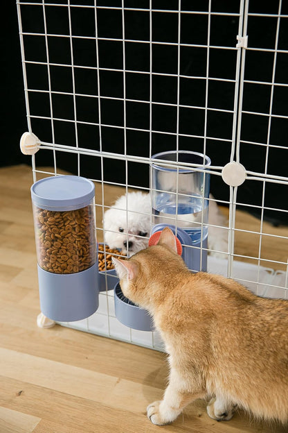 Kenond Hanging Automatic Pet Food Water Dispenser Set,1L Auto Gravity Rabbit Feeder and Dispenser, Cage Accessories Cat Food Bowl Dog Waterer for Puppy Chinchilla Hedgehog Ferret(Blue)