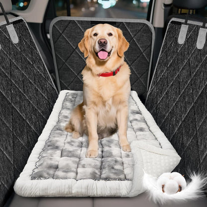 Thickened Dog Bed for Car Back Seat, Upgraded Bottom Non-Slip，Fits Hard Bottom car seat Cover for Dogs, Premium Mixed Color ，Bog Car Seat Cover