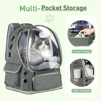Cat Backpack Carrier with Bubble Window, Breathable & Foldable Pet Travel Carrier for Small Dogs and Cats, Airline-Approved for Hiking & Outdoor Use
