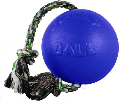 Jolly Pets Romp-n-Roll Rope and Ball Dog Toy, 6 Inches/Medium, Blue
