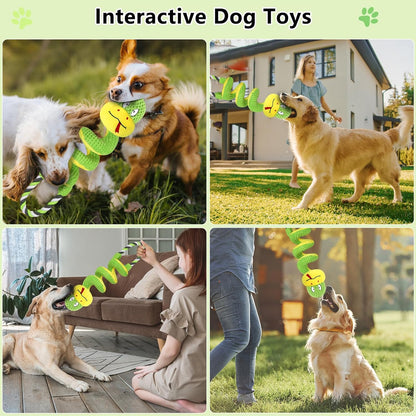Squeaky Dog Toys for Large Dogs, Interactive Tug of War Puppy Toys with Pull Rope, Stuffed Pet Dog Toys with Soft Fabric Suitable for Small, Medium and Big Dogs