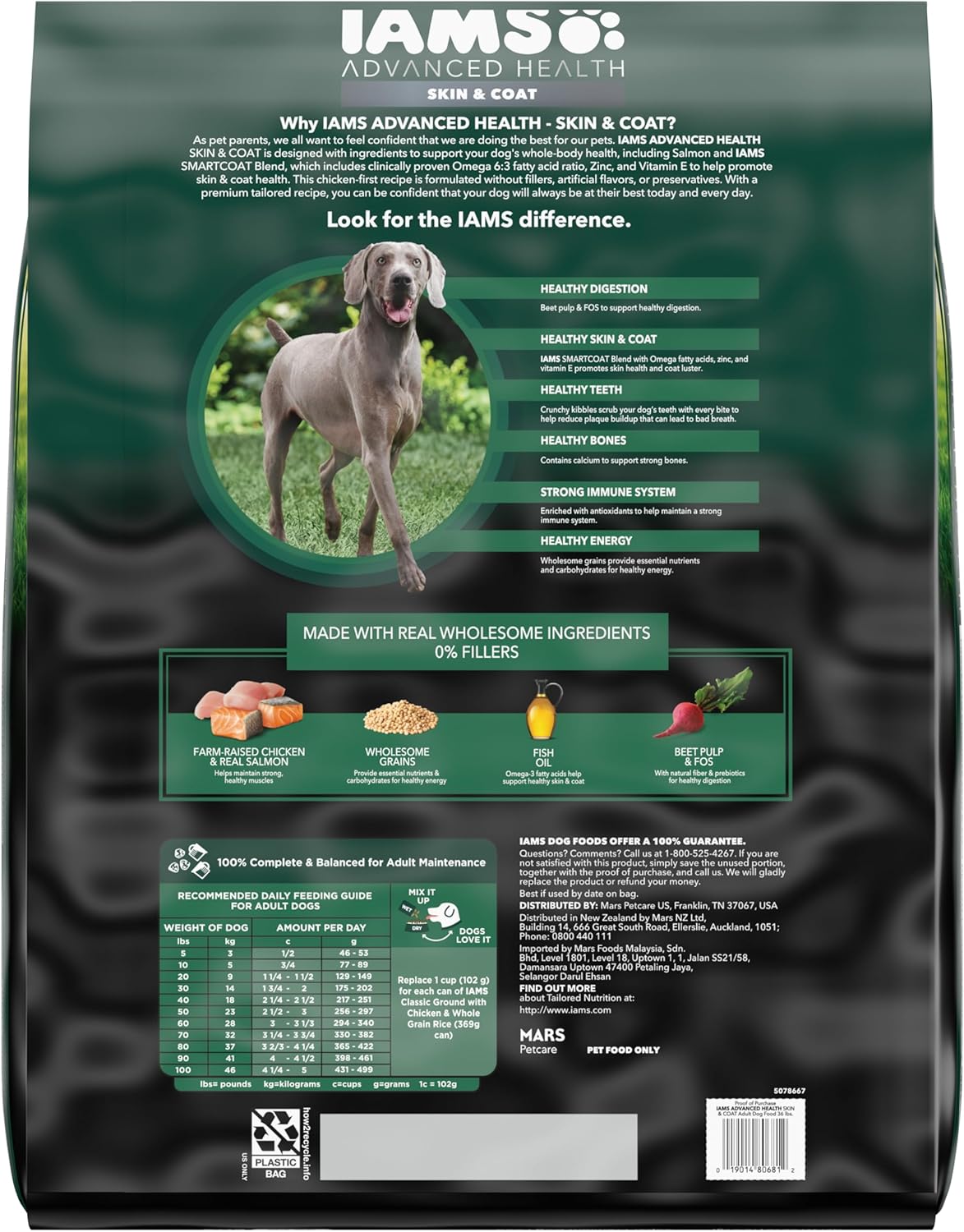 IAMS Advanced Health Skin & Coat Adult Dry Dog Food Chicken and Salmon Recipe, 36 lb. Bag