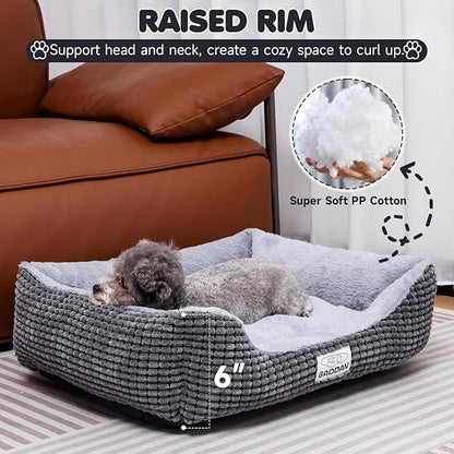 Small Dog & Cat Bed - Extra Soft, Washable, Non-Skid, Calming for Puppy & Kitten, Grey, 20 inches