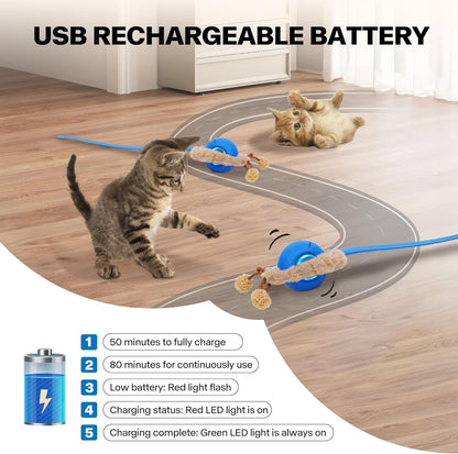 Pet Prime Interactive Cat Toys for Indoor Cats,Motion Activated Automatic Moving Ball with Lights,Electric Self Rotating Ball with Chirping,Rechargeable Smart Cat Toys for Bored
