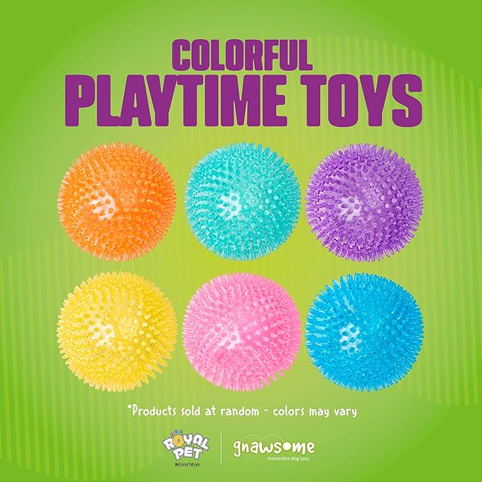 Gnawsome Medium Squeaker Ball Dog Toy, Medium 3.5", Colors will vary, All Breed Sizes