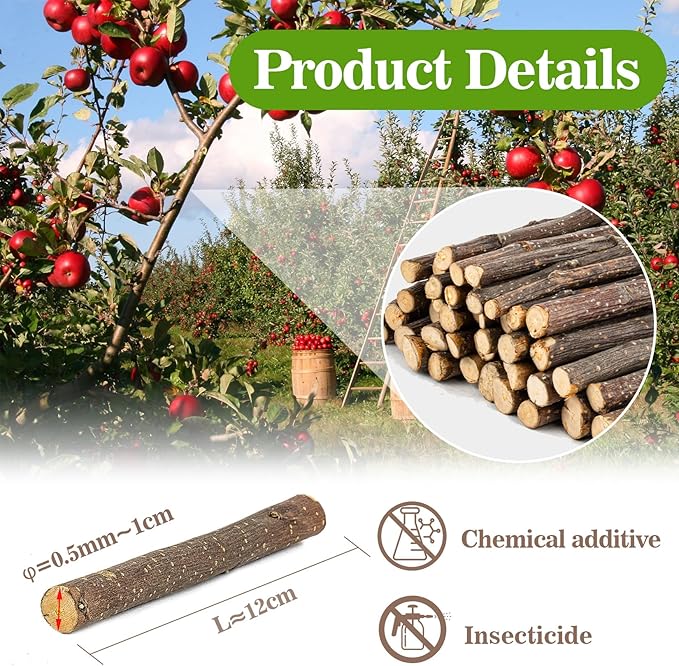 Sukh Natural Organic Apple Sticks - 250g Hamster Chew Stick Hams Rabbit Bunny Gerbil Guinea Pig Squirrel Chinchilla Small Animal Chew Sticks