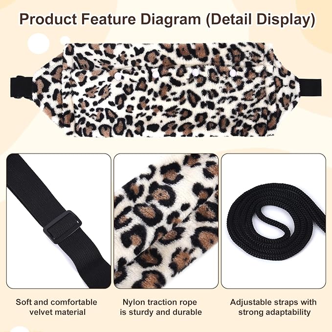 Bearded Dragon Leash and Harness Set, Beardie Carrier, Bearded Dragon Leash Adjustable Harness with Leather Wings and Sling Bag