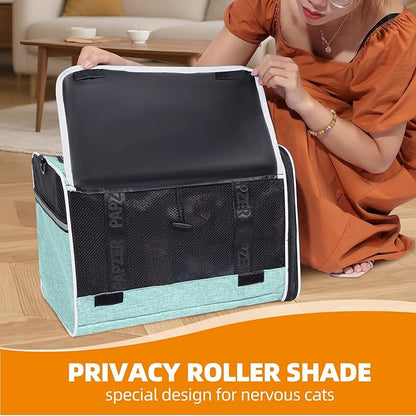 Top Load Medium Cat Carrier Private Curtain, United Approved TSA Pet Travel Crate Suitcase, Soft-Sided Small Dog Vet Friendly Carry Bag 18 x 11 x 11 Inch Delta, American Airline Undereat Teal