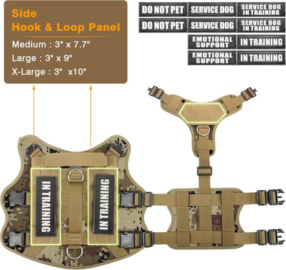 WINSEE Tactical Dog Harness with Dog Leash, Service Working MOLLE Vest with 10 Pet Patches for Dog, No Pull Military Harness and Backpack for Training Hunting Walking