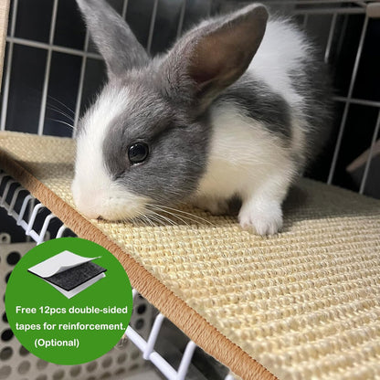 Rabbit Scratching Pad, 16 x 12 Inch Natural Sisal Bunny Scratch Mat Scratcher Mats Claws and Teeth Care for Biting Sleeping Nesting Small Animal Bedding Bed Play Toy (Beige+Brown, 2Pcs)