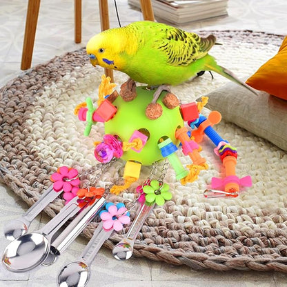 KATUMO Bird Toys, Parrot Pull Spoons Toys for Conure Cage Parakeet Cockatiel Quarker African Grey Mini Macaw Amazon Parrots Cockatoo Small to Medium Birds