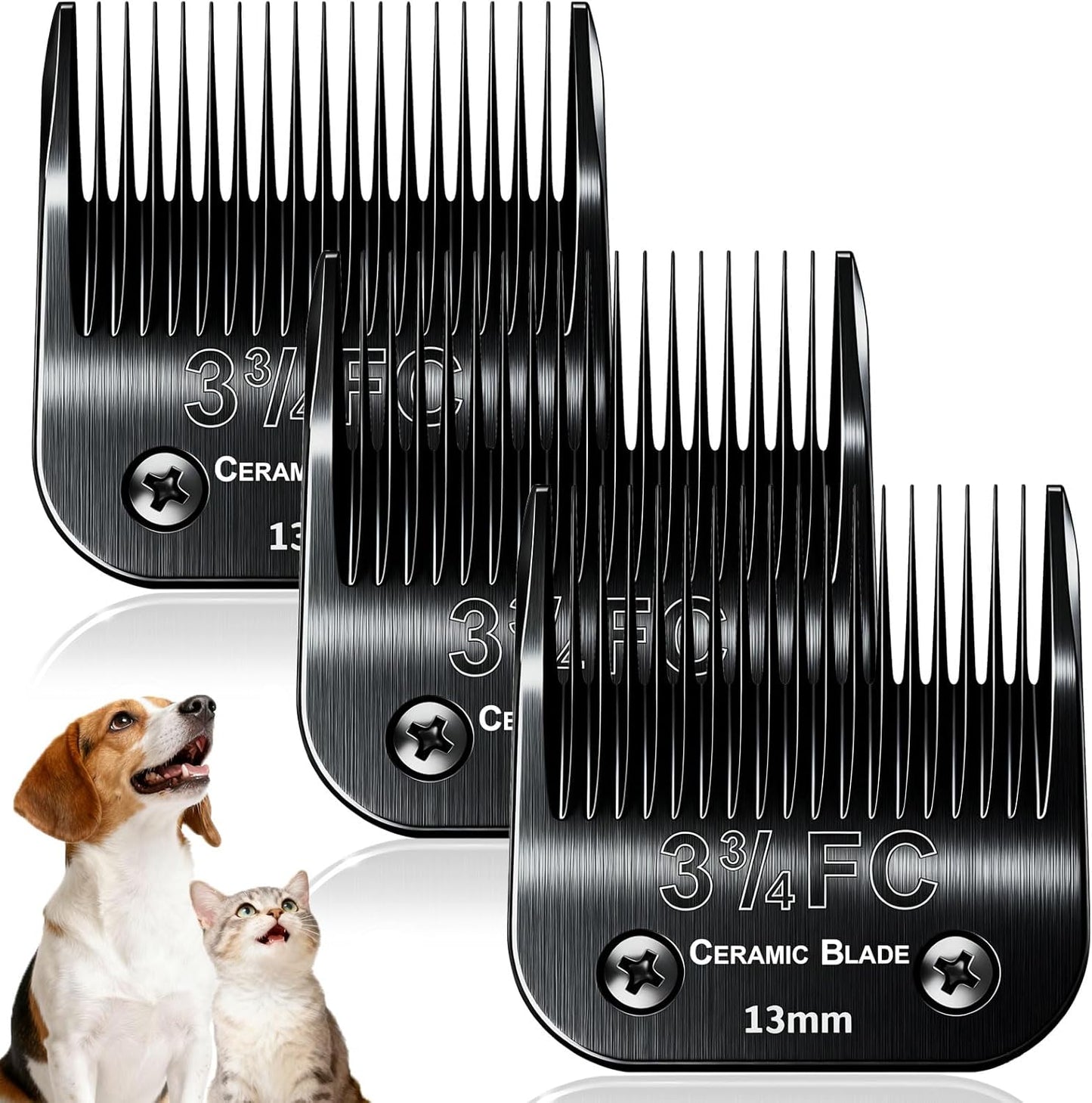 Dog Grooming Clipper Blades Replacement Compatible with Andis Dog Clippers,Most OsterA5, Wahl KM Series Pet Clippers (Black(3FC))