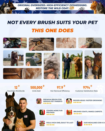 Dog brush for shedding Oversized 2-Sided Dog Brush African Padauk Handle