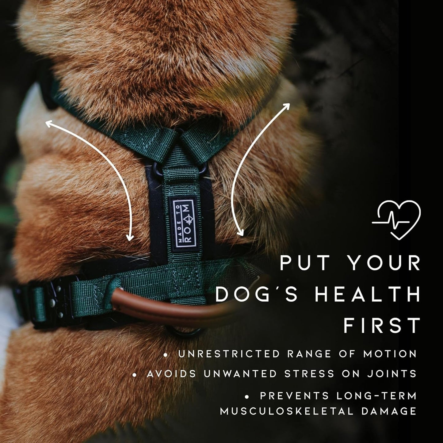 MADE TO ROAM Premium Explorer Harness - Y-Shaped Dog Harness with Adjustable Durable Nylon, Soft Padding, Metal Buckles and Leather Handle for Small, Medium, Large Dogs (California Horizon, Size 6)