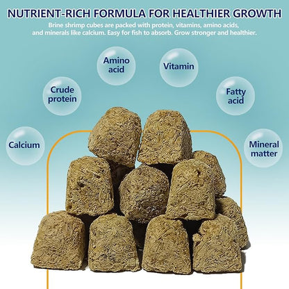 Freeze Dried Brine Shrimp Cubes 4.5 OZ, Brine Shrimp Freeze Dried Aquatic Foods for Tropical Fish Marine Fish and Aquatic Turtles.