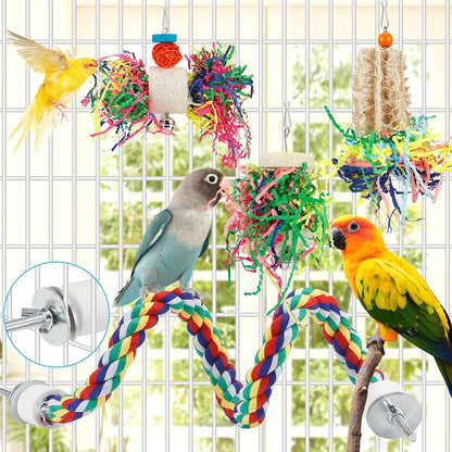 Foraging Toys Parakeet Chewing Hanging Toy Shredded Paper Bird Cage Accessories for Conure Cockatiel Budgies Lovebird Parrotlet