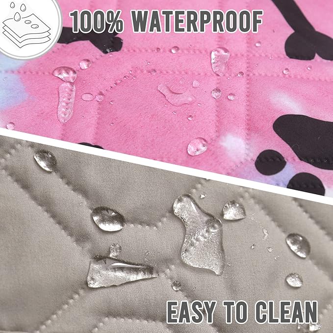 Dog Bed Cover for Pets Blankets Rug Pads for Couch Protection Waterproof Bed Covers Dog Blanket Furniture Protector Reusable Changing Pad (20X30, Red+Black Paw Bone)