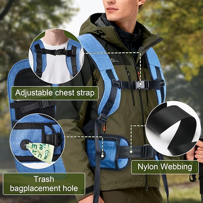 Dog Carrier Backpack for Small Dogs – Breathable and Comfortable Pet Travel Bag with, Safety Buckle and Adjustable Straps, Ideal for Hiking and Outdoor Adventures, Standard Pad, Blue