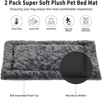 2 Pack Dog Bed for Large Medium Small Dogs,Reversible Rectangle Dog Bed,Washable Orthopedic Durable Sofa Bed for Pet Sleeping Puppy Cat-M-Grey