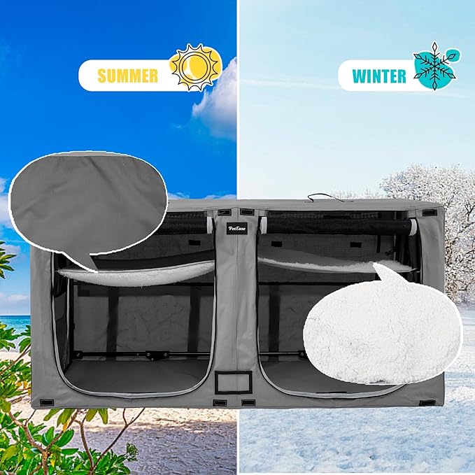 Huge Sapce Double Compartment Cat Travel Carrier with Litter Box & Homack | Cat Show Kennel Cage Crate with Mat & Water Bottle