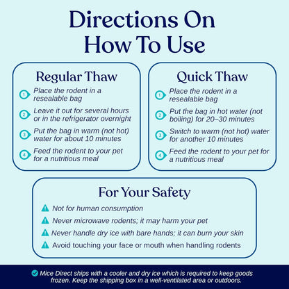 MiceDirect EST. 2003 75 Frozen Mice Small Adult Feeders Snake Food for Juvenile Red Tail Boas Ball Pythons Adult Sand Boas Milks Corn (2.5-3 in) (1425 Grams Min)