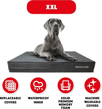 The Dog’s Bed Orthopedic Memory Foam Dog Bed, XXL Grey Plush, Pain Relief for Arthritis, Hip & Elbow Dysplasia, Post Surgery, Lameness, Supportive, Calming, Waterproof Washable Cover