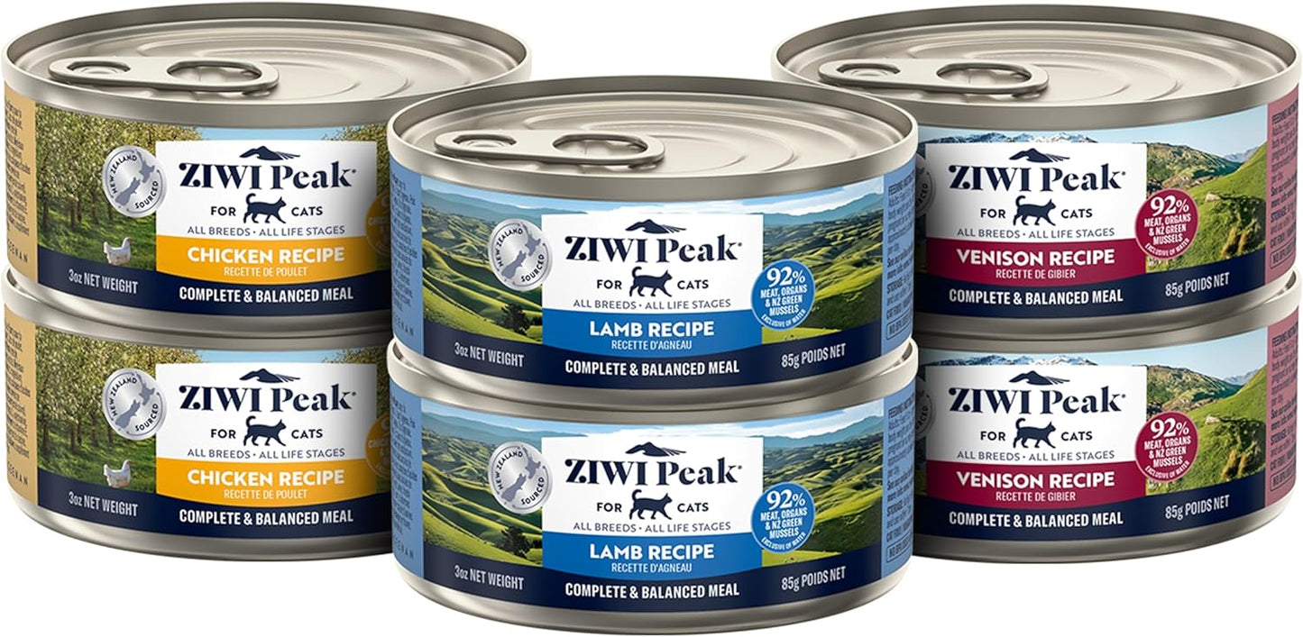 ZIWI Peak Wet Cat Food Variety Pack - Venison, Chicken, and Lamb, 6 Pack (3oz Each)
