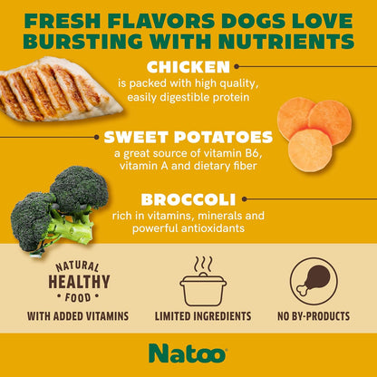 NATOO Dog Food Topper for Picky Eaters & Dog Treat (Chicken with Sweet Potato & Broccoli), Dog Toppers for Dry Food, Wet Meal Toppers for Dogs & Puppies, Limited Ingredient Dog Food, 3 oz (Case of 20)
