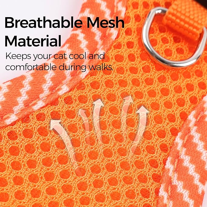 Cat Harness and Leash Escape Proof Extra Large Kitten Harness Maine Coon Cat Vest for Walking Travel, Orange, XL